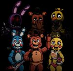  2025 4_fingers absurd_res ambiguous_gender animatronic anthro arms_bent artist_name avian beak bear belly bib bird black_background black_bow_tie black_eyebrows black_nose blue_body blue_eyes bow_tie brown_body buckteeth candle cheek_spots chicken clothed clothed_anthro clothed_female clothing colored cupcake_(fnaf) digital_drawing_(artwork) digital_media_(artwork) electronics english_description english_text eyebrows eyelashes featureless_crotch female female_anthro fingers five_nights_at_freddy's five_nights_at_freddy's_(film) five_nights_at_freddy's_2 galliform gesture group guitar hi_res holding_guitar holding_microphone holding_musical_instrument holding_object holding_plate jaleczu lagomorph larger_anthro larger_female larger_male leporid light lighting long_ears machine male male_anthro mammal microphone multicolored_body musical_instrument no_eyebrows open_beak open_mouth orange_beak phasianid pink_cheeks pink_clothing pink_underwear plucked_string_instrument pose purple_body purple_eyelids purple_eyes rabbit red_bow_tie red_cheeks robot scottgames shaded simple_background size_difference smaller_ambiguous smile smiling_at_viewer standing string_instrument teeth text text_on_bib toothed_beak toy_bonnie_(fnaf) toy_chica_(fnaf) toy_freddy_(fnaf) underwear waving waving_at_viewer whisker_spots white_belly white_bib white_inner_ear withered_bonnie_(fnaf) withered_chica_(fnaf) withered_freddy_(fnaf) yellow_body 