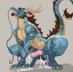  animal_genitalia anthro antlers blue_body bodily_fluids brown_mane claws cum cum_in_ass cum_inside cum_on_penis cumshot dildo dragon eastern_dragon ejaculation genital_fluids genitals hi_res horn male mane markings masturbation mythological_creature mythological_scalie mythology penis purple_dildo scalie sex_toy solo springchaos syringe whiskers yellow_markings yellow_underbelly 