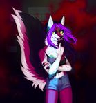  anthro blood canine clothed clothing fangs female fox looking_at_viewer mammal open_mouth siraviena solo teeth 