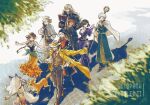  7wo5 agnea_bristarni akala_(octopath_traveler) animal_ears blonde_hair braid braided_ponytail breasts brown_corset brown_hair cape castti_florenz cat_ears cleavage closed_eyes collarbone commentary_request copyright_name corset day dog_tail dress fox frilled_skirt frills green_robe hand_on_own_hip hat hikari_ku holding holding_flame holding_staff jacket jacket_on_shoulders large_breasts long_hair long_skirt looking_at_another nurse nurse_cap ochette_(octopath_traveler) octopath_traveler octopath_traveler_ii one_eye_closed orange_skirt osvald_v._vanstein outdoors outstretched_arms partitio_yellowil purple_dress red_tabard robe short_hair skirt smile staff tabard tail tattoo_peek temenos_mistral throne_anguis walking white_cape white_hair white_hat yellow_jacket 