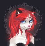  anthro fangs feline female fur hair looking_at_viewer mammal siraviena smile solo teeth tongue tongue_out 