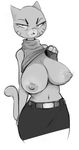  2016 big_breasts breasts cartoon_network cat clothed clothing dbaru digital_media_(artwork) feline female flashing mammal nicole&#039;s_mom nipples simple_background skirt solo the_amazing_world_of_gumball topless 
