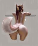  2016 anthro bent_over breasts butt canine female furstang leaning looking_away mammal nude pussy rear_view side_boob solo 