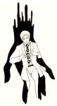  formal greyscale highres ink_(medium) jojo_no_kimyou_na_bouken kira_yoshikage male_focus mildkat monochrome nail_clippers necktie solo suit traditional_media 