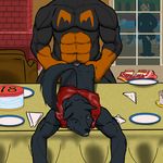  anal birthday body_hair bottomless butler canine clothed clothing dog feline grin happy_trail larger_male male male/male mammal party penetration pool_(disambiguation) public rocky_king_(character) rottweiler size_difference speedo swimming_trunks swimsuit undressed wolf 
