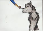  brush canine male mammal paint solo wallpaper wolf wolfieboi yellow_eyes 