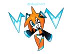  >_o 1girl aqua_eyes chibi chibi_only commentary full_body fusion grin hair_between_eyes hatsune_miku one_eye_closed orange_hair pokemon rotom rotom_(normal) short_hair simple_background sleeves_past_fingers sleeves_past_wrists smile socky solo teeth twitter_username vocaloid white_background 