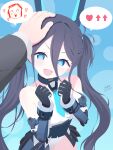  1girl absurdres aqua_halo aris_(armed)_(blue_archive) aris_(blue_archive) bare_shoulders black_hair blue_archive blue_eyes blue_necktie doodle_sensei_(blue_archive) gloves hair_between_eyes halo hand_on_another's_head headgear headpat heart highres leotard long_hair long_hair_between_eyes looking_at_viewer mecha_musume mechanical_wings multicolored_leotard necktie official_alternate_costume open_mouth out_of_frame rectangular_halo ringed_eyes sensei_(blue_archive) short_necktie showgirl_skirt smile sophine-twilight spoken_heart twintails very_long_hair white_leotard wings 