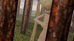  1girl 3d alice blonde_hair blue_eyes female forest nature nude outdoors plant solo 