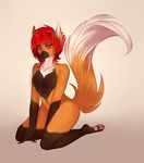  anthro breasts canine featureless_breasts female fox kneeling looking_at_viewer mammal nude siraviena smile solo 