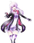  black_gloves collarbone daburu dress gloves hair_ornament highres long_hair open_mouth purple_eyes purple_hair see-through short_hair_with_long_locks sidelocks simple_background solo thighhighs vocaloid voiceroid white_background yuzuki_yukari 