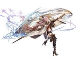  animal_ears ass blue_eyes bow braid cape dark_skin esser full_body granblue_fantasy gun holding holding_weapon leotard long_hair looking_at_viewer looking_back minaba_hideo official_art pink_hair ribbon serious solo thighhighs transparent_background twin_braids very_long_hair weapon 