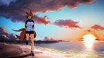  :d alternate_costume animal_ears beach bike_shorts blonde_hair blue_eyes blue_footwear chromatic_aberration clenched_hands cloud cloudy_sky commentary_request contemporary footprints fox_ears fox_tail full_body jacket kinketsu kyuubi long_sleeves multiple_girls multiple_tails no_hat no_headwear open_mouth running shoes short_hair sky smile sneakers solo_focus sunset tail touhou track_jacket yakumo_ran yakumo_yukari yin_yang 