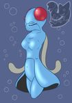  anthro anthrofied blue_skin breasts bubble clothed clothing crystals eyes_closed female fish jellyfish looking_away marine navel nintendo nude pok&eacute;mon posexe pussy revealing_(disambiguation) simple_background skirt smile solo tentacles tentacool underwater video_games water watermark 