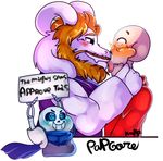  asgore_dreemurr blush face_lick karsismf97 male male/male papyrus_(undertale) sans_(undertale) sign text undertale video_games 