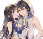 ayer bandage_on_face black_hair brother_and_sister commentary_request gloves goggles goggles_on_head granblue_fantasy hood jessica_(granblue_fantasy) long_hair sakuragi_kei siblings white_gloves 