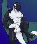  2016 3_toes abs anus balls big_balls big_penis cetacean digital_media_(artwork) flaccid hammock hi_res long_foreskin male mammal marine muscular nude nul orca pecs penis precum reclining sexbad shaded solo toes tongue uncut whale yellow_eyes 