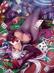  bow_tie breasts card casino claws cleavage clothed clothing hair hat horn jabberwock jabberwocky monster_girl red_eyes tongue top_hat wings 