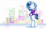  2016 abstract_background chromatic_aberration clothed clothing cutie_mark equine eyes_closed female feral friendship_is_magic fur hair headphones horn mammal multicolored_hair my_little_pony solo tsitra360 two_tone_hair unicorn vinyl_scratch_(mlp) white_fur 