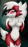  anthro big_breasts breasts canine female furry-bites lycanroc mammal red_eyes were werewolf 