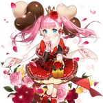  akane_garnet blue_eyes chocolate crown floating_hair flower gift hair_flower hair_ornament heart holding long_hair long_sleeves looking_at_viewer official_art petals pink_flower pink_hair pink_rose purple_flower purple_rose red_flower red_rose rose salt_(salty) scarf skirt smile solo transparent_background twintails uchi_no_hime-sama_ga_ichiban_kawaii 