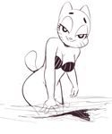  &lt;3 &lt;3_eyes 2016 anthro bikini bottomless breasts butt cat clothed clothing dbaru digital_media_(artwork) feline female mammal simple_background solo swimsuit undressing water 