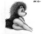  2000 anthro anus butt female hedgehog looking_at_viewer mammal nathan_g nude presenting presenting_hindquarters pussy raised_tail solo traditional_media_(artwork) 