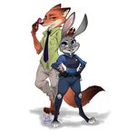  2016 anthro canine disney duo female fox fur judy_hopps lagomorph lagunanegra male mammal nick_wilde rabbit zootopia 