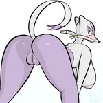  2016 anus big_breasts blush breasts butt feline looking_back mammal mienshao nintendo oresenting pcred566 pok&eacute;mon presenting presenting_hindquarters presenting_pussy pussy raised_tale simple_background video_games 