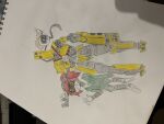  1girl 2boys absurdres alice_(murder_drones) exif_rotation father_and_child father_and_son highres husband_and_wife multiple_boys murder_drones non-web_source parent_and_child photo_(medium) self-upload swordsmachine tarnished-king traditional_media ultrakill 