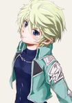  blonde_hair blue_eyes ester_elhas jacket short_hair simple_background super_robot_wars super_robot_wars_z2 