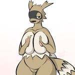  2016 big_breasts breasts female looking_at_viewer nintendo pcred566 pok&eacute;mon pussy simple_background solo video_games zigzagoon 