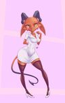  anthro clothing demon echo_seed female fur horn legwear nurse solo thigh_highs 