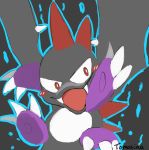  black_skin blush bubble_bobble bust-a-move claws develon dragon fangs glowing horn purple_skin red_eyes repeatingnumbers smile wings 