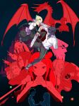  5girls 6+boys absurdres aldebaran_(re:zero) alternate_hairstyle amputee apron bandaged_arm bandaged_head bandages bare_shoulders black_apron black_hair black_pants black_ribbon black_shorts blonde_hair blood bow braid braided_bangs breasts capella_emerada_lugunica chainsaw chainsaw_man collared_shirt commentary_request contemporary cosplay cross_scar crossover crown_braid denji_(chainsaw_man) denji_(chainsaw_man)_(cosplay) dragon elf emilia_(re:zero) evil_smile garfiel_tinsel hair_between_eyes hair_bun hair_ornament hair_slicked_back hat helm helmet high-waist_shorts highres holding holding_sword holding_weapon horns julius_juukulius koushin_ryo lamppost liliana_masquerade long_hair looking_at_viewer monster multiple_boys multiple_girls natsuki_subaru neck_ribbon necktie one_eye_covered open_clothes open_mouth open_shirt otto_suewen pants parody pointy_ears poster_parody priscilla_barielle re:zero_kara_hajimeru_isekai_seikatsu red_eyes regulus_corneas reinhard_van_astrea reverse_grip reze_(chainsaw_man) reze_(chainsaw_man)_(cosplay) ribbon sandals scar scar_on_face sharp_teeth shirt short_hair shorts side_slit side_slit_shorts single_braid sirius_(re:zero) sleeveless sleeveless_shirt smile steepled_fingers sword teeth twintails visor_(armor) weapon white_hair white_shirt 