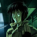  bob_cut cyberpunk fingerless_gloves ghost_in_the_shell gloves hand_on_window highres jacket kusanagi_motoko looking_at_viewer realistic reflection science_fiction solo william_bao window 