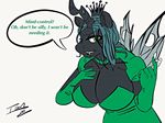  anthro big_breasts breasts clothed clothing crown dialogue digital_media_(artwork) dress equine fangs friendship_is_magic gloves green_eyes horn mammal my_little_pony queen_chrysalis_(mlp) thepainfultruth winged_unicorn wings 