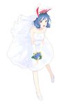  alternate_hairstyle animal_ears bad_id bad_pixiv_id bare_shoulders blue_hair bridal_veil bunny_ears dress drill_hair full_body gloves happy high_heels highres honi open_mouth pale_skin red_eyes seiran_(touhou) short_hair solo strapless strapless_dress touhou transparent_background twin_drills veil wedding wedding_dress white_gloves 