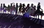  4boys 6+girls ;) ahoge animal_ears aponia back black_boots black_coat black_dress black_horns black_pants black_shoes black_shorts blue_boots blue_eyes blue_hair blush boots breasts brown_hair cape cat_ears cat_girl cat_tail coat commentary_request dress eden_(honkai_impact) elysia_(honkai_impact) elysia_(miss_pink_elf)_(honkai_impact) fox_ears fox_girl from_behind fu_hua fu_hua_(shadow_knight) green_hair grey_coat grey_hair griseo griseo_(starry_impression) h3_hk hair_ornament hat highres honkai_(series) honkai_impact_3rd horns kalpas_(honkai_impact) kevin_kaslana kosma large_breasts long_hair looking_at_viewer mobius_(honkai_impact) multiple_boys multiple_girls one_eye_closed pants pardofelis pink_hair planted planted_sword shadow shoes short_hair shorts smile su_(honkai_impact) sword tail thirteen_flame-chasers_(honkai_impact) top_hat veil very_long_hair vill-v weapon white_dress white_hair white_veil yae_sakura yae_sakura_(goushinnso_memento) 