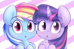 blush chest_tuft cub cute duo equine female friendship_is_magic hair heavymetalbronyyeah horn looking_at_viewer mammal multicolored_hair my_little_pony open_mouth pegasus purple_eyes purple_hair rainbow_dash_(mlp) raised_eyebrows tongue tuft twilight_sparkle_(mlp) unicorn wide_eyed wings young 