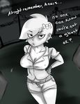  aged_up anthro big_breasts breasts carrie_krueger cartoon_network cleavage clothed clothing comic english_text female fishnet_gloves frown ghost goth hairclip humanoid inuyuru looking_at_viewer looking_up monochrome shorts simple_background skull solo spirit text the_amazing_world_of_gumball 