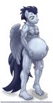  anthro anthrofied balls friendship_is_magic linea_nigra male_pregnancy muscular my_little_pony navel nipples nude outie penis pregnant smile smudge_proof soarin_(mlp) solo toes vein wonderbolts_(mlp) 