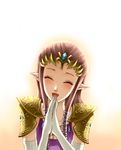  blush brown_hair closed_eyes long_hair open_mouth pointy_ears princess_zelda smile solo the_legend_of_zelda the_legend_of_zelda:_twilight_princess wasabi_(legemd) 