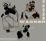 absurd_res african_wild_dog anthro black_body black_fur canid canine cerberussenn collar crossed_arms fur glowing glowing_eyes grey_background hi_res hybrid hyena kerchief male mammal markings neckerchief neckwear patreon pleading_eyes scar scars_all_over signature simple_background simple_eyes sitting sketch sketch_page solo spots spotted_body spotted_fur spotted_hyena spotted_markings stitch_(sewing) text typography url wagner_(cerberussenn) whining white_eyes