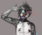  anthro by_dream facial_piercing fangs feline jewelry looking_at_viewer male mammal necklace nipple_tape nose_piercing nude pasties piercing smile solo tape teeth 