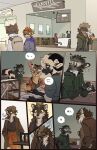 2026 ambiguous_gender anthro background_character barefoot biped black_body black_fur black_nose brown_body brown_eyes brown_fur cafe canid canine canis cervine chair cheek_tuft clothed clothed_anthro clothing comic coyote cupcake deer dialogue digital_media_(artwork) duo english_text facial_tuft falco_works feet fluffy fluffy_tail food fur furniture greeting grey_body grey_fur group hair hat head_tuft headgear headwear hi_res indy_(justroadkill) inside lemur male mammal markings mustelid orange_body orange_fur otter paper pen_(falco_works) pointy_ears prick_ears primate ring_(marking) ringed_tail ripping_paper sitting snout speech_bubble strepsirrhine striped_markings striped_tail stripes suine table tail tail_markings tan_body tan_fur tearing_paper text tuft tufted_deer tusks unknown_species walking yellow_sclera