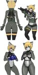  anthro blonde_hair blue_eyes booster-yoshy3 boxing_gloves breasts butt cat clothed clothing fan_character feline female fur gloves gun hair knife looking_at_viewer mammal open_mouth panties rakgaki ranged_weapon simple_background smile solo teeth tongue under_boob underwear weapon white_background 