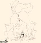  2016 all_fours areola armpits bent_over breasts butt clitoris dragon english_text hair long_hair monochrome navel nipples pussy raised_tail scales scalie sharp_teeth signature smile smilebomb teeth text tongue tongue_out 