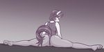  2016 anthro anthrofied butt camel_toe clothed clothing dock earth_pony equine eyelashes female friendship_is_magic gradient_background hair hi_res horse mammal monochrome my_little_pony pony rear_view scorpdk short_hair simple_background smile solo splits spoiled_rich_(mlp) spread_legs spreading yoga 