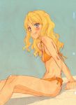  :p bikini blonde_hair blue_eyes blush frenda_seivelun highres long_hair looking_at_viewer side-tie_bikini simple_background sketch solo swimsuit tanaka_yuuichi thighs to_aru_kagaku_no_railgun to_aru_majutsu_no_index tongue tongue_out 